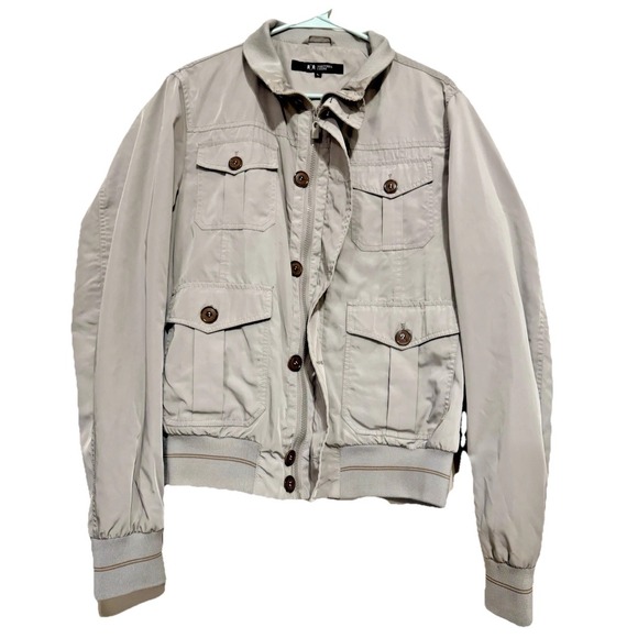 sartoria leoni Jackets & Blazers - Women's Utility Field Jacket Gray Button Zip Cargo Military Safari Jacket Size L